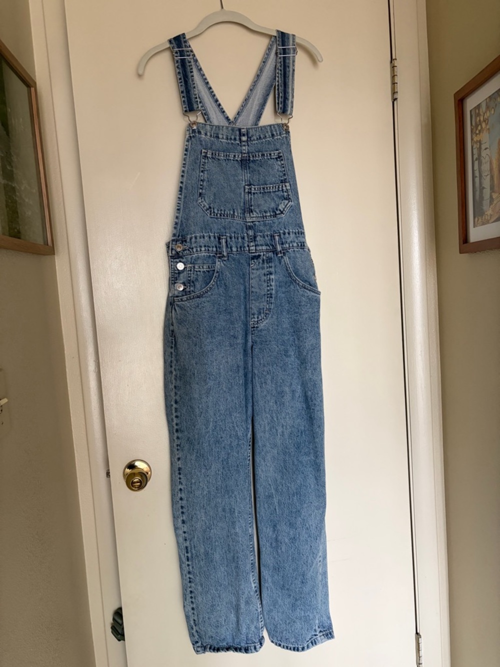 Free People Light Blue Denim Overalls